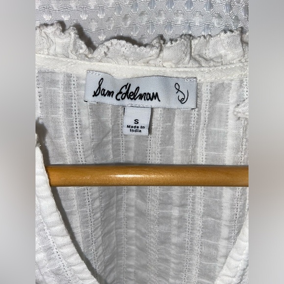 Women's Sam Edelman‎ white Rey Cotton Ruffle-Sleeve Blouse size small - Picture 3 of 11